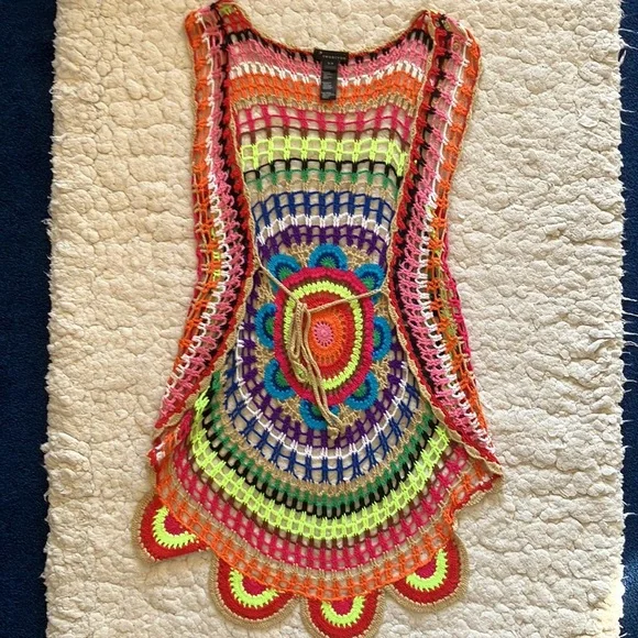 Forever21 vibrant rainbow knitted cover up - Picture 2 of 5